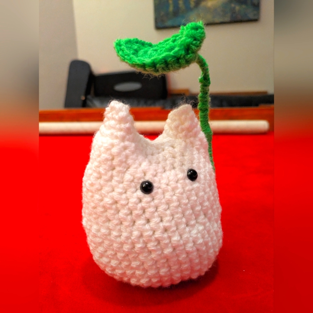 Handmade Tiny Toroto Plush with Green Leaf